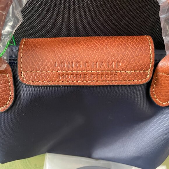 NWT Minie Longchamp Le Pliage Original Dark Blue Pouch Navy Canvas Crossbody Bag - Picture 4 of 6